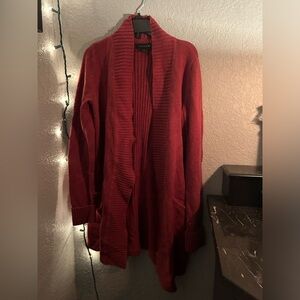 Red cardigan
